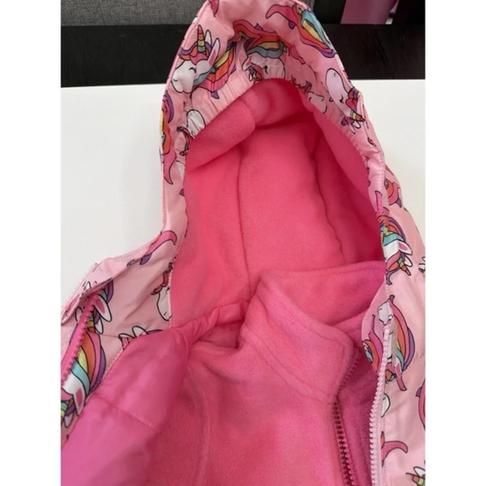 The Children's Place Girls Unicorn 3-Piece Snowsuit Set Jacket/Fleece/Bibs. 3898
